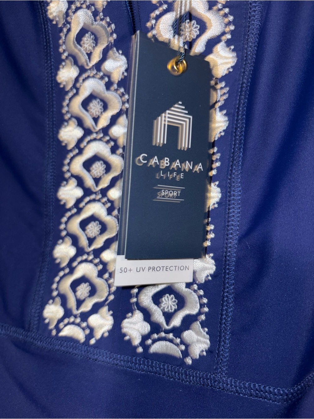 Cabana Life Embroidered Convertible Ruched Rashguard  size XS - Picture 3 of 5